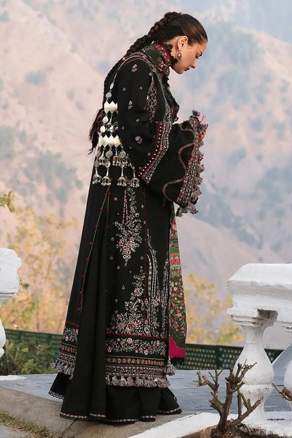 HUSSAIN REHAN-Embroidered three peice suite with patches embroidred & printed wool shawl Unstiched