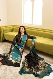 Lulusar NC-503 3PC shamoz silk shirt & trouser with pure organza dupatta Unstiched