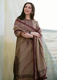 Florent-Embroidered three peice suite and sleeve embroidered &dhanak embroidered shawl