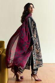 CROSS STICHE EMBROIDERED DHANAK 3PC UNSTICHED