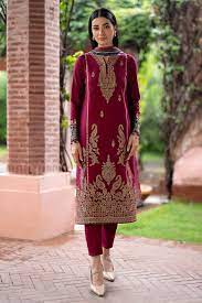 JAZMIN-Embroidered three peice and sleeves embroidered & printed wool shawl unstiched