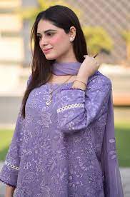 MAHNUR-Three piece suite embroidered shirt & plan trouser with with embroidered dhanak shawl Unstiched