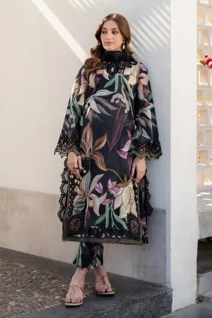 BAROQUE-3PC printed Silk &trouser with Silk tissue  printed dupata Unstiched