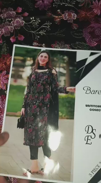Bareeze - 3PC EMBROIDERED LAWN SHIRT AND EMBROIDERED DUPPATA WITH DYED TROUSER