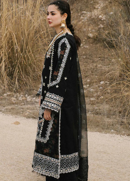 QALAMKAR-Embroidered three piece suite and sleeves embroidered & dhanak embroidered shawl
