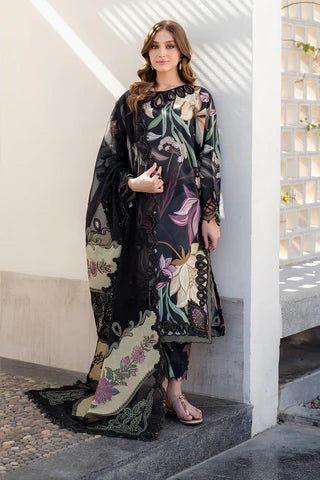 BAROQUE-3PC printed lawn&trouser with Shafon printed dupata with patches Unstiched