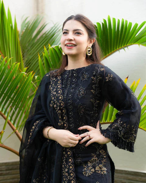 NISA - 3PC Dhanak Embroidered Shirt With Wool Embroidered Shawl Unstiched
